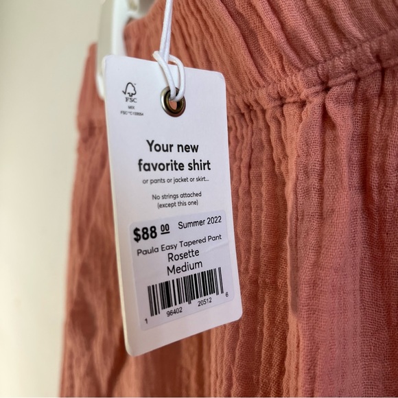 Marine Layer Pants Paula Easy Tapered Gauzy Cotton Pant in Rosette Pink Sz M NWT - Picture 10 of 16
